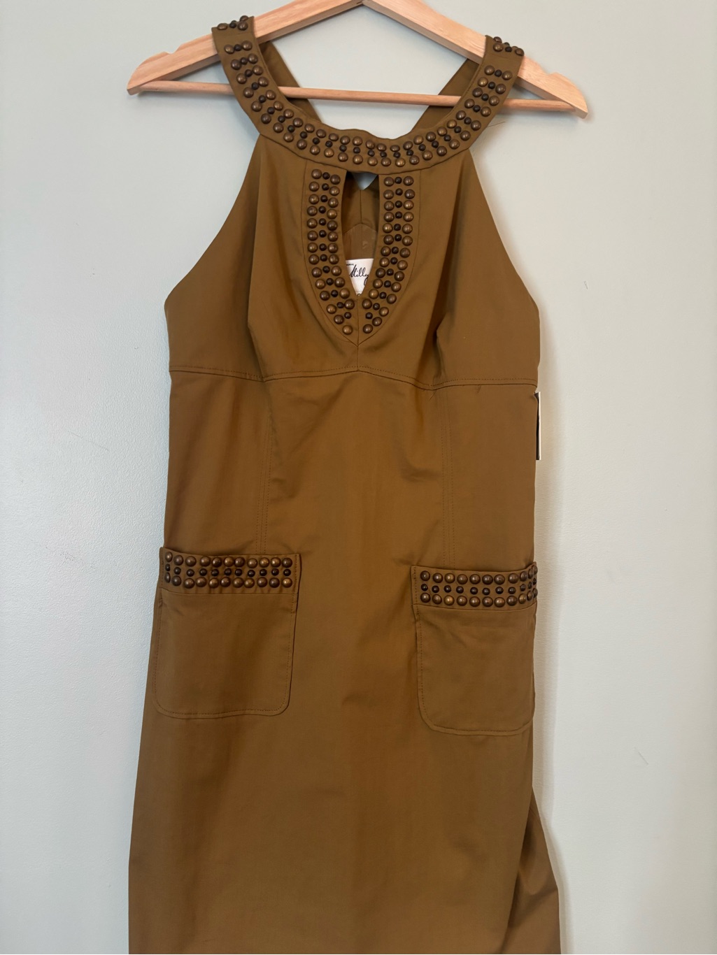 Milly Olive Studded Halter Shift Dress Nwt Size 6 Knee Length Nyc Designer